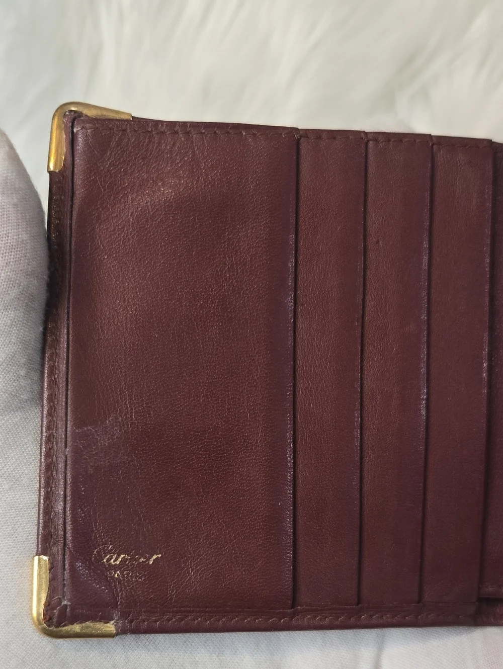 Cartier Vintage Burgundy Bi-fold Wallet With Coin Pocket